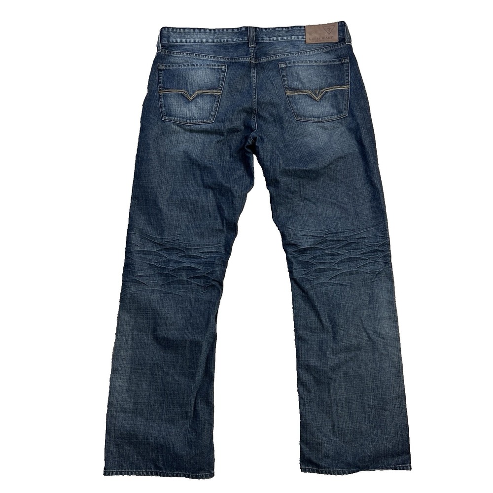 GUESS Jeans Men Sz 38 Actual 42x34 Blue Desmond Relaxed Fit Dark Wash Denim